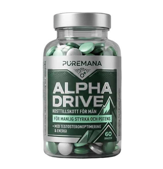 Förpackning av kosttillskottet Alpha Drive från Pure Mana